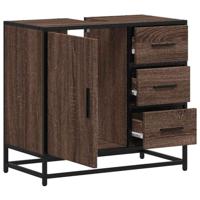 Wastafelkast 65x33x60 cm bewerkt hout bruin eikenkleur - thumbnail