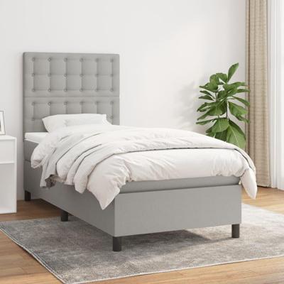Boxspring met matras stof lichtgrijs 90x190 cm