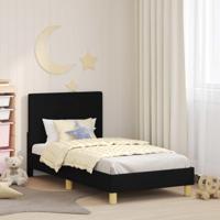 Bedframe voor kinderen met hoofdbord Zwart 80 x 160 cm Stof - thumbnail