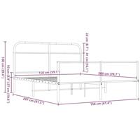 Bedframe zonder matras metaal bruin eikenkleurig 150x200 cm - thumbnail