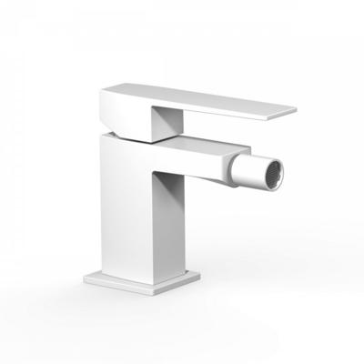 Bidetmengkraan Tres Slim Exclusive 1-Hendel Uitloop Recht Vierkant Mat Wit Tres