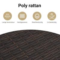 11-delige Loungeset met kussens poly rattan bruin - thumbnail