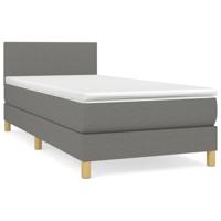 Boxspring met matras stof donkergrijs 90x200 cm - thumbnail