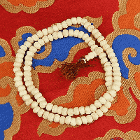 Carving Mala Been Naturel 108 Kralen met Dorje & Bell Teller - thumbnail