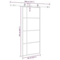Schuifdeur met beslagset 90x205 cm ESG glas zwart - thumbnail
