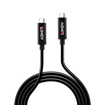 LINDY 43308 USB-kabel USB 3.2 Gen2 USB-C stekker, USB-C stekker 5.00 m Zwart