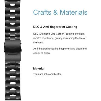 Titanium schakelband - Zwart - Garmin Fenix 7X / 6X / 5X - thumbnail