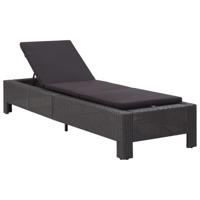 Ligbed met kussen poly rattan zwart - thumbnail