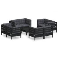 9-delige Loungeset met antracietkleurige kussens grenenhout - thumbnail