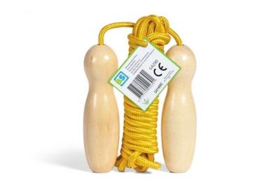 BS Toys springtouw geel met houten handvatten BS Toys springtouw geel met houten handvatten