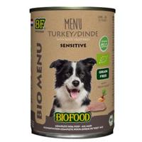 BF Petfood Biofood Organic Sensitive Kalkoen Bio Menu natvoer hond (blik 400 gram) 12 x 400 g - thumbnail