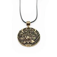 Tibetaanse Hanger Lotus & Maan - Goudkleurig - thumbnail