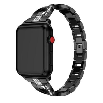 X-vormige Diamond-bezaaid Solid RVS polsband horlogeband voor Apple Watch serie 3 & 2 & 1 38mm (zwart) X-vormige Diamond-bezaaid Solid RVS polsband horlogeband voor Apple Watch serie 3 & 2 & 1 38mm (zwart)