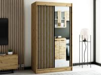 Kledingkast LAMORA 2 schuifdeuren 120 cm artisan eik met spiegel - thumbnail