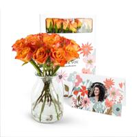 Brievenbusbloemen met persoonlijke kaart - Oranje rozen - thumbnail