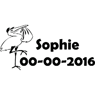 Staande ooievaar met naam - Muursticker