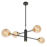 Steinhauer Design hanglampConstellation zwart met amber glas - 3805ME - thumbnail