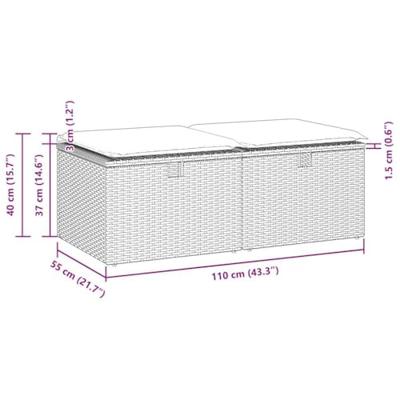 2-delige Loungeset met kussens poly rattan acacia zwart