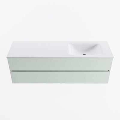 MONDIAZ VICA 150cm badmeubel onderkast Greey 2 lades. Wastafel CLOUD rechts zonder kraangat, kleur Talc.