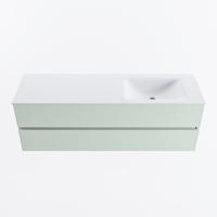 MONDIAZ VICA 150cm badmeubel onderkast Greey 2 lades. Wastafel CLOUD rechts zonder kraangat, kleur Talc. - thumbnail