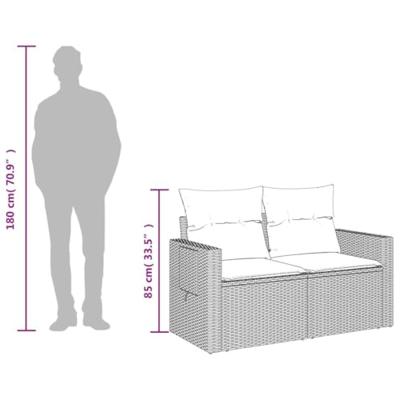 Tuinbank 2-zits met kussens poly rattan lichtgrijs Tuinbank 2-zits met kussens poly rattan lichtgrijs