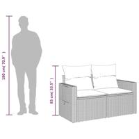 Tuinbank 2-zits met kussens poly rattan lichtgrijs - thumbnail