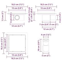 VidaXL 2 in 1 doucheafvoer zilver 15 x 15 cm roestvrij staal 304 - thumbnail