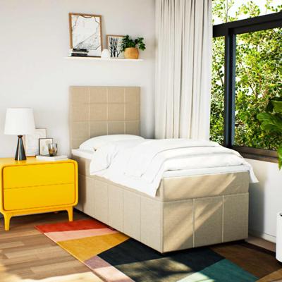 Boxspring met matras stof crèmekleurig 200x200 cm