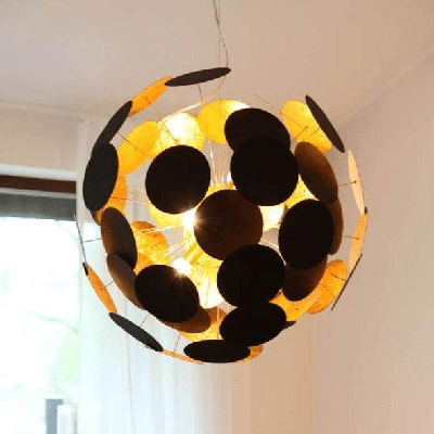 Hanglamp zwart &apos;Planet XL&apos; By Rydens goud 6x e14 fitting 66 cm