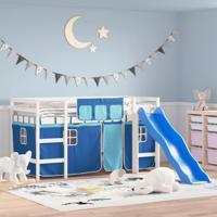 Kinderhoogslaper met gordijnen 80x200 cm grenenhout blauw - thumbnail