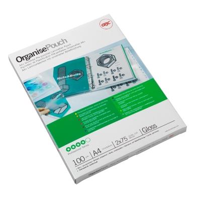 GBC Organise lamineerhoes ft A4, 250 micron (2 x 125 micron), geperforeerd, pak van 100 stuks