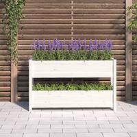 Plantenbak 112x25x66 cm massief grenenhout wit - thumbnail