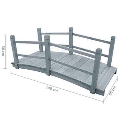 VidaXL Tuinbrug 140x60x56 cm massief vurenhout grijs
