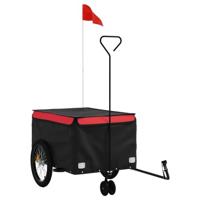 VidaXL Fietstrailer 45 kg ijzer zwart en rood - thumbnail