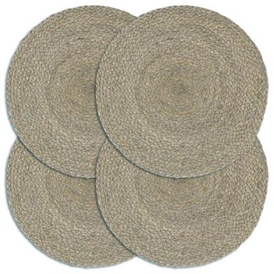 Placemats 4 st rond 38 cm jute effen grijs Placemats 4 st rond 38 cm jute effen grijs