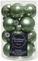 Decoris kerstballen set glas 16st licht groen 3,5cm - thumbnail