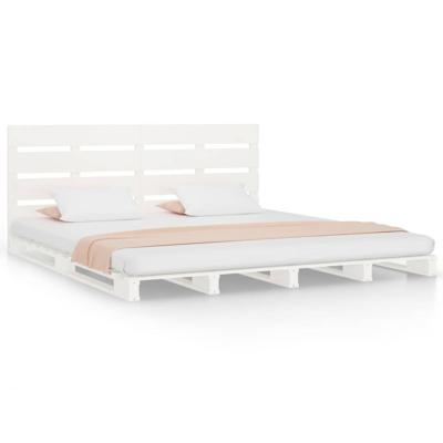 Bedframe zonder matras massief grenenhout wit 200x200 cm