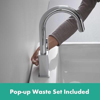 Hansgrohe Wastafelmengkraan Vernis Blend 210 Eengreeps Met Trekwaste En Draaibare Uitloop Vierkant Chroom