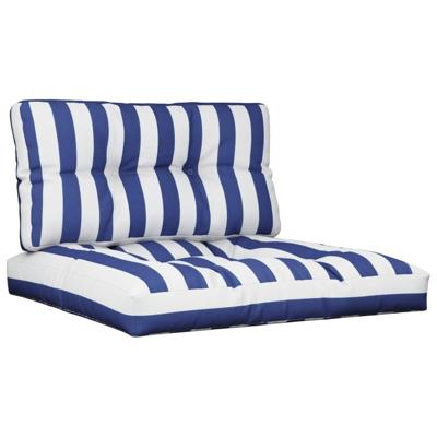 VidaXL Palletkussens 2 st stof gestreept wit en blauw