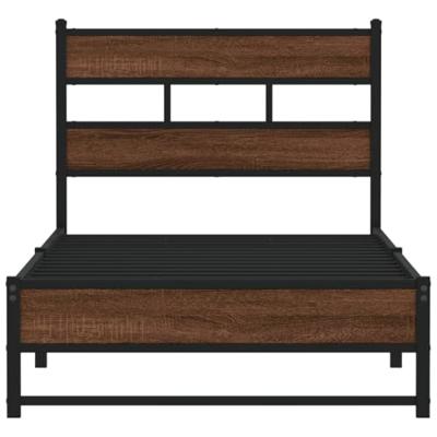 Bedframe zonder matras metaal bruin eikenkleurig 75x190 cm Bedframe zonder matras metaal bruin eikenkleurig 75x190 cm