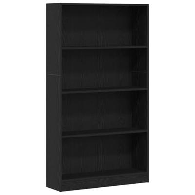 Boekenkast 4-laags 80x24x143 cm spaanplaat zwart eikenkleurig