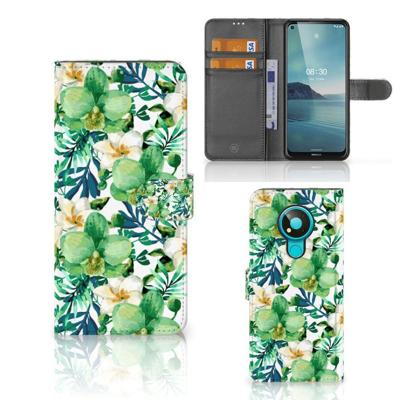 Nokia 3.4 Hoesje Orchidee Groen Nokia 3.4 Hoesje Orchidee Groen