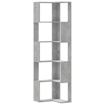 Boekenkast 5-laags hoek 50x50x179 cm bewerkt hout betongrijs