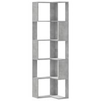 Boekenkast 5-laags hoek 50x50x179 cm bewerkt hout betongrijs - thumbnail