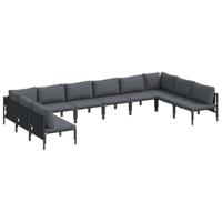 Tuinbankenset met kussen 10 pcs Zwart Staal - thumbnail