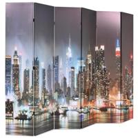 Kamerscherm inklapbaar New York bij nacht 228x170 cm - thumbnail
