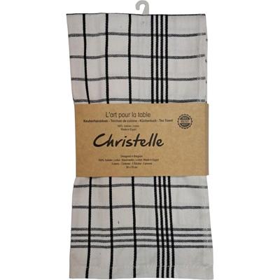 Handdoek Christelle, ft 50 x 70 cm, geruit, wit, pak van 3 stuks