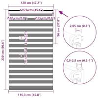 VidaXL Zebra rolgordijn 120x230 cm stofbreedte 115,9 cm donkergrijs - thumbnail