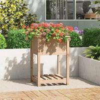 Plantenbak met schap 54x54x81 cm massief grenenhout - thumbnail