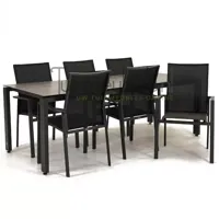 Tuinstoel Delia zwart hoge rug met GOA HPL 220 cm donker grijs - thumbnail